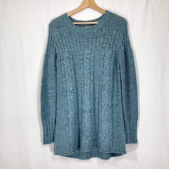 prAna Sweaters - prAna Anabel Tunic Sweater Cable Knit/Open Knit Size Med Weathered Blue